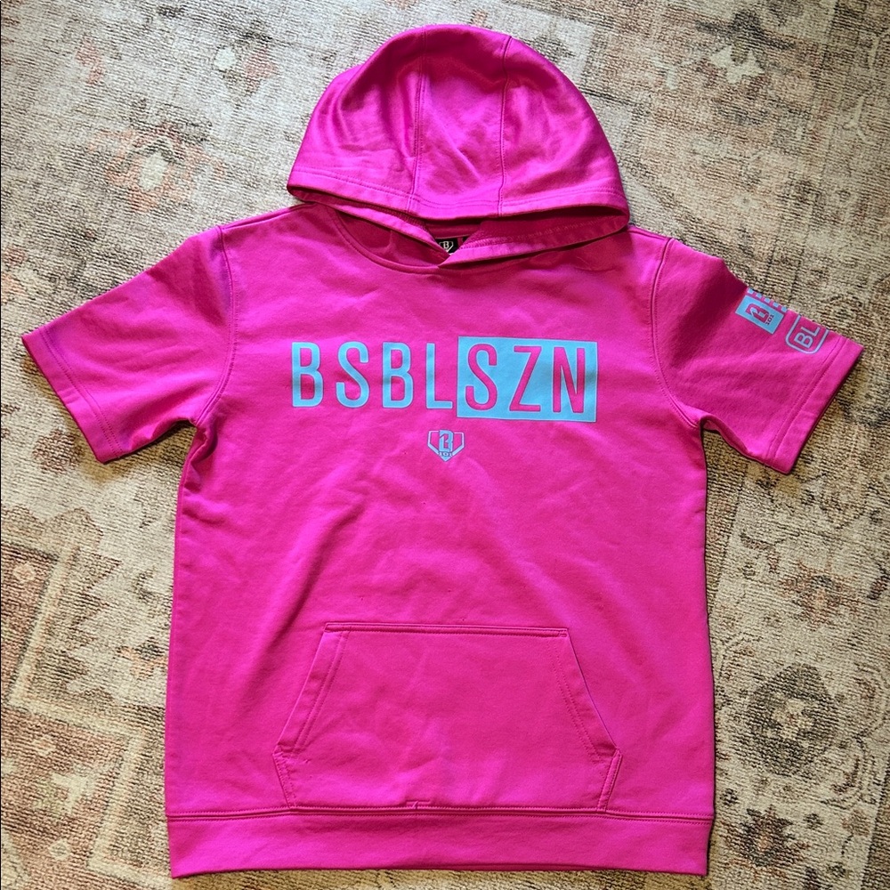 Baseballism Kids Baseball BSBL SZN HotPink Hoodie T-Shirt